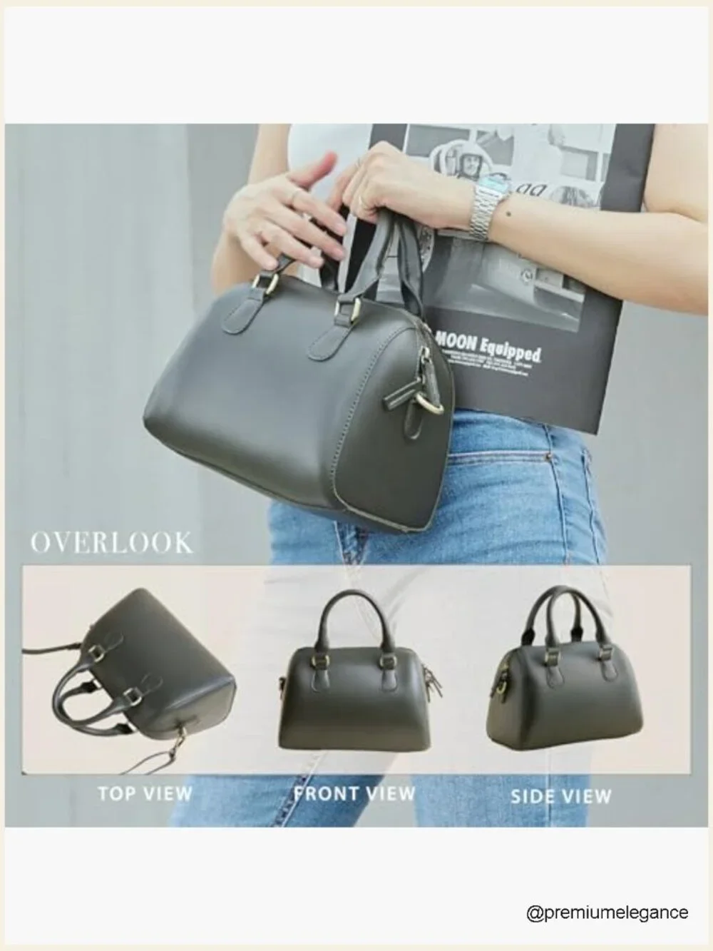 Vegan Leather Boston Bag Vintage Top Handle Satchel Purse Shoulder Handbag